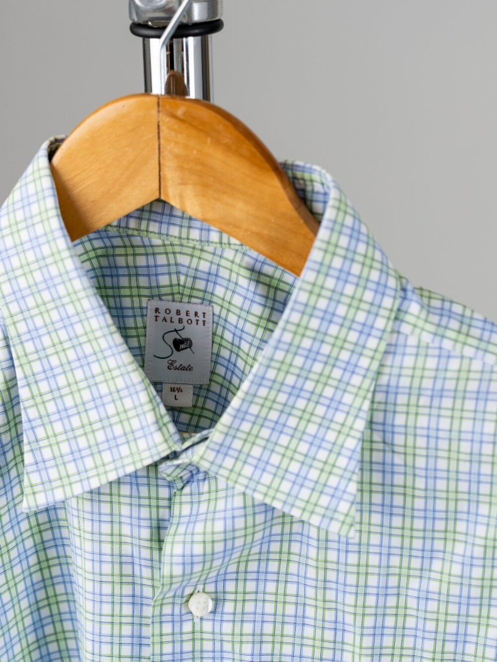 Robert Talbott Estate Men's Madison Check Light Weight Poplin Shirt 16 1/2 Large